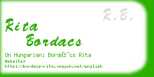 rita bordacs business card